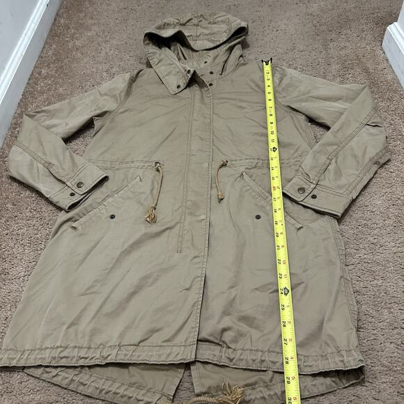 Uniqlo Jacket Womens XSmall Brown Tan Rain Coat Hooded Outdoor Utility Camp VTG - Picture 1 of 7